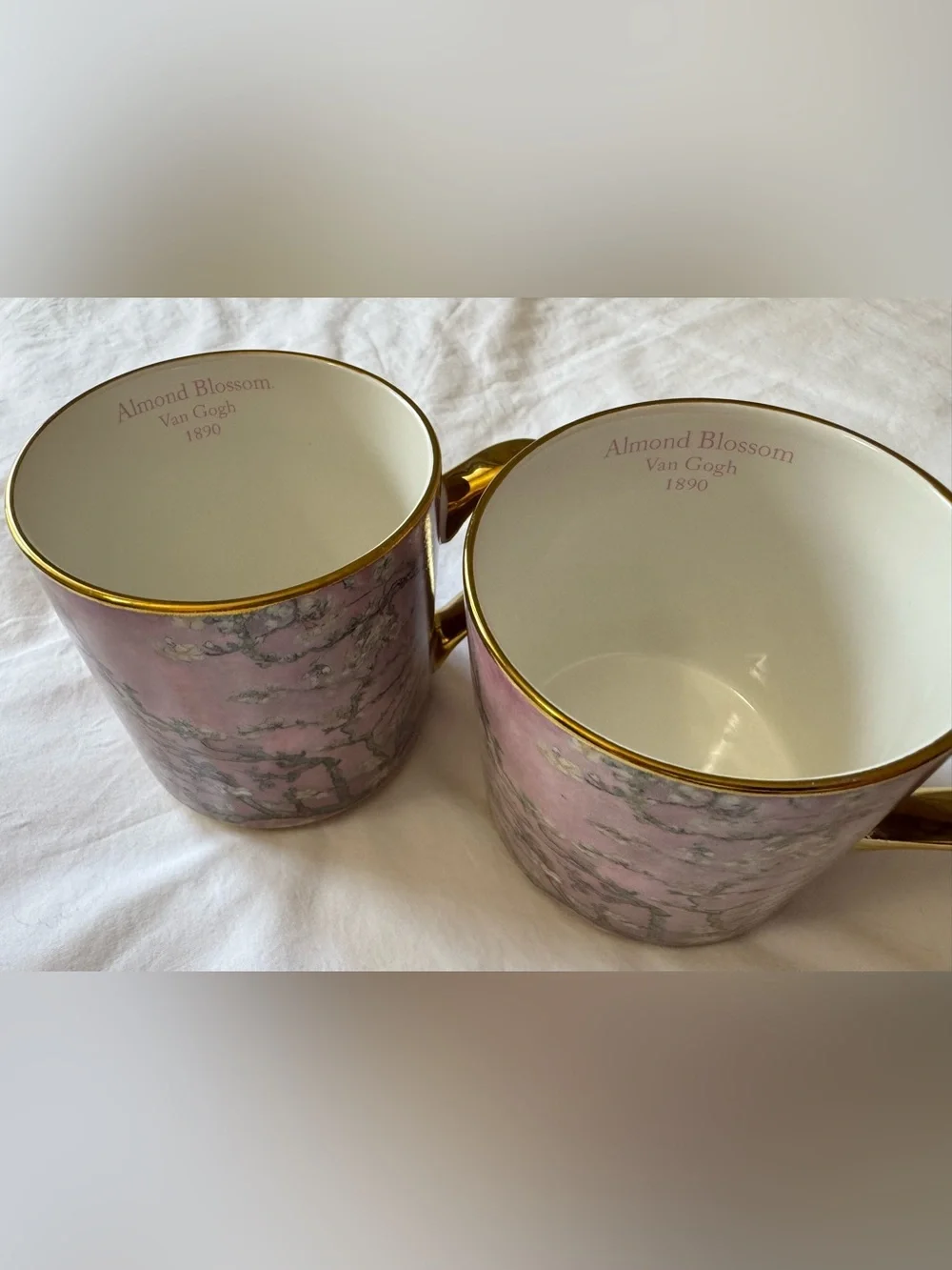 Vincent Van Gogh Porcelain Art Mug with Almond Blossoms Pink Gold Museum